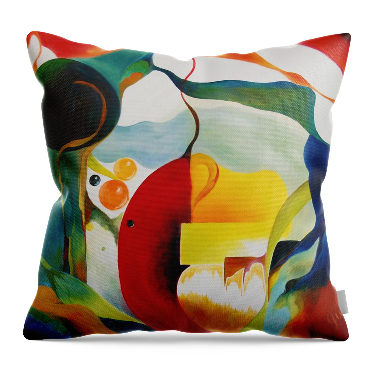 Abstract Throw Pillow featuring the painting Frenzy by Peggy Guichu