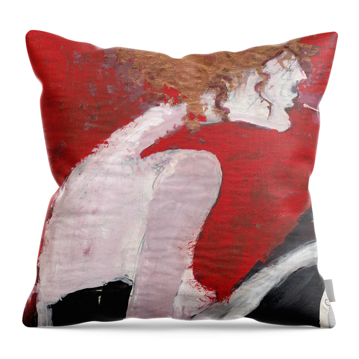 Prostitute Throw Pillow featuring the painting Fresh flesh by Maya Manolova
