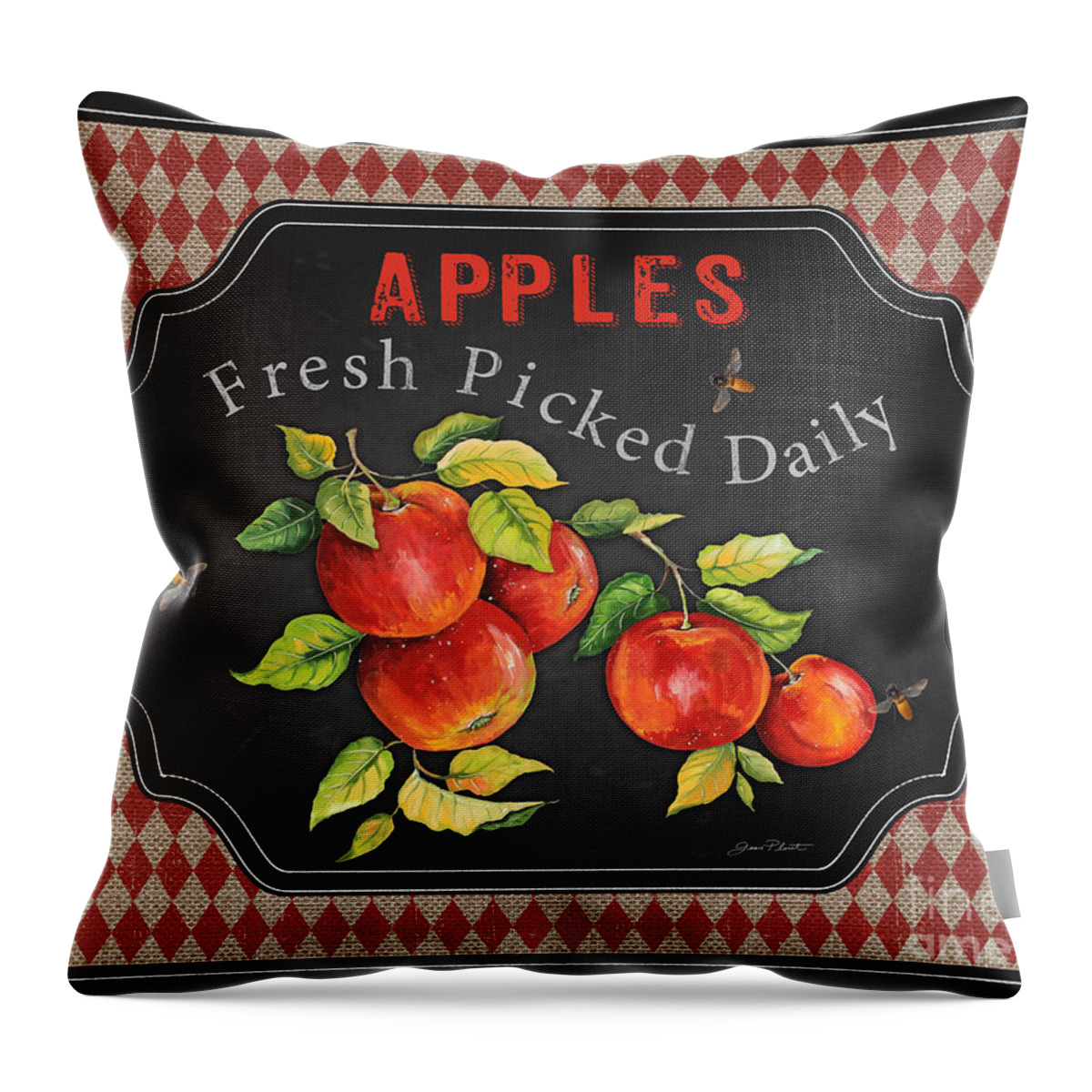 Orchard Throw Pillow featuring the painting Fresh Fruit-JP3738 by Jean Plout
