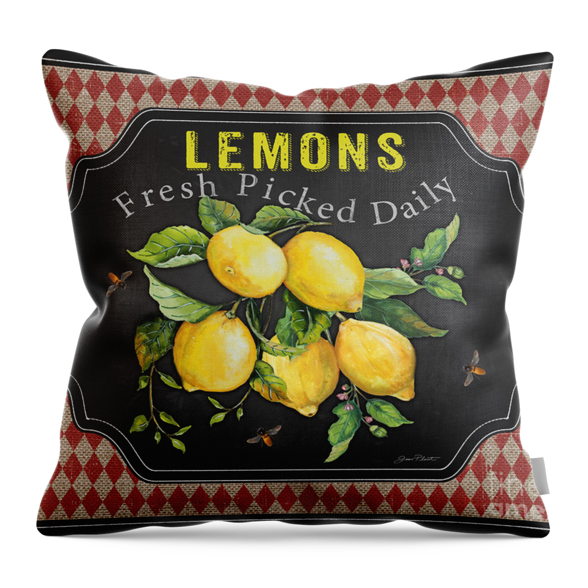 Orchard Throw Pillow featuring the painting Fresh Fruit-JP3740 by Jean Plout