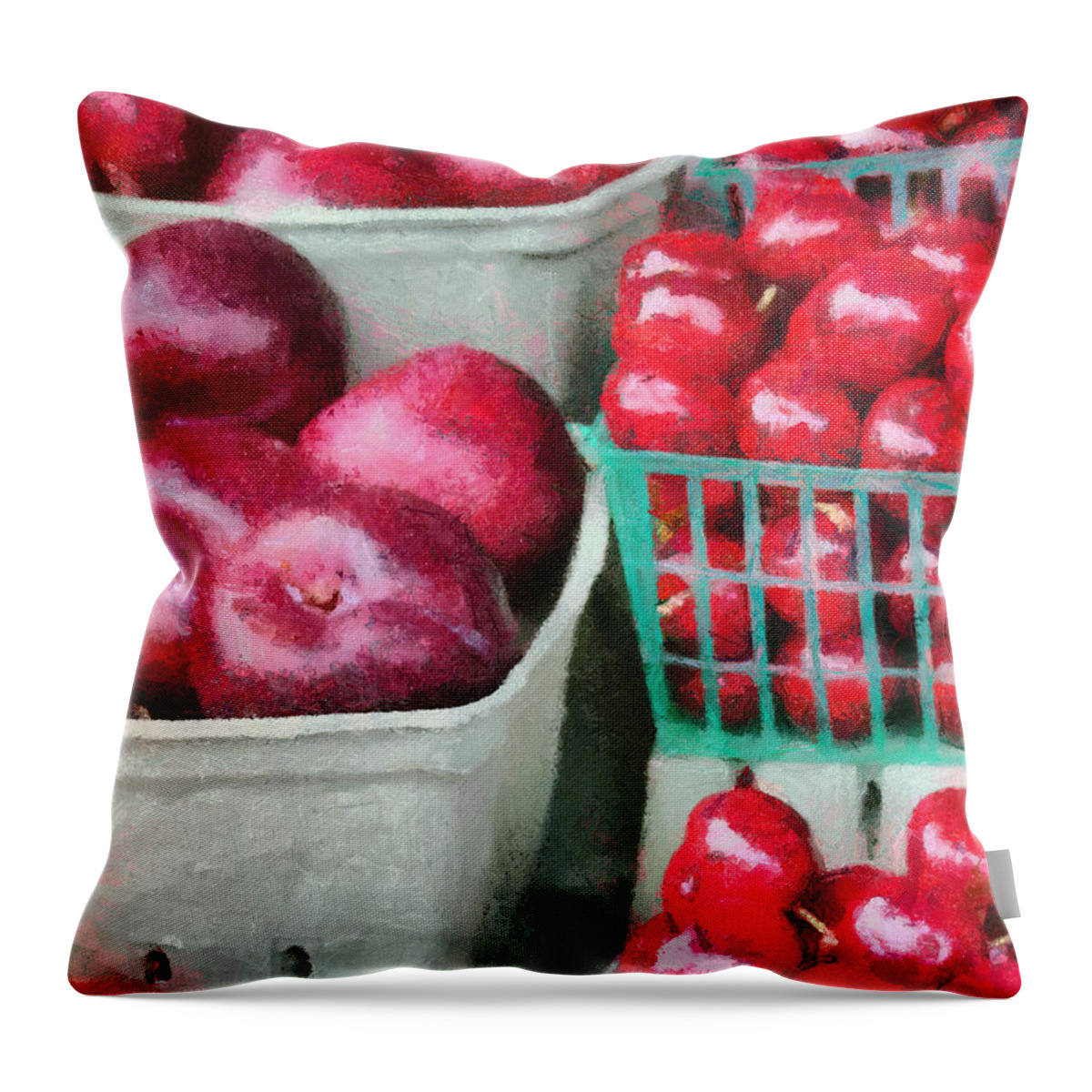 Apple Throw Pillow featuring the painting Fresh Market Fruit by Jeffrey Kolker