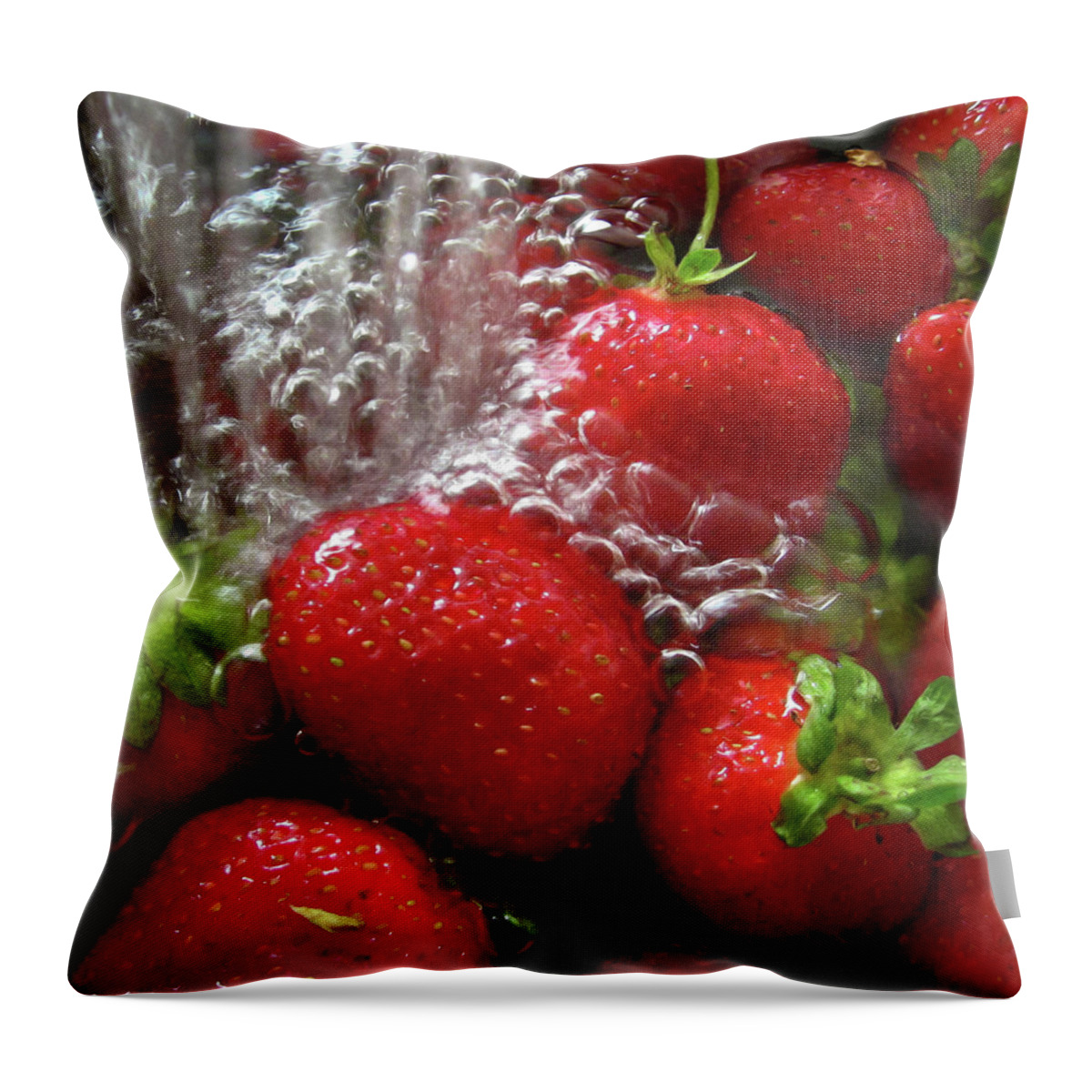Fresh Strawberries Throw Pillow featuring the photograph Fresh strawberries by Tatiana Travelways