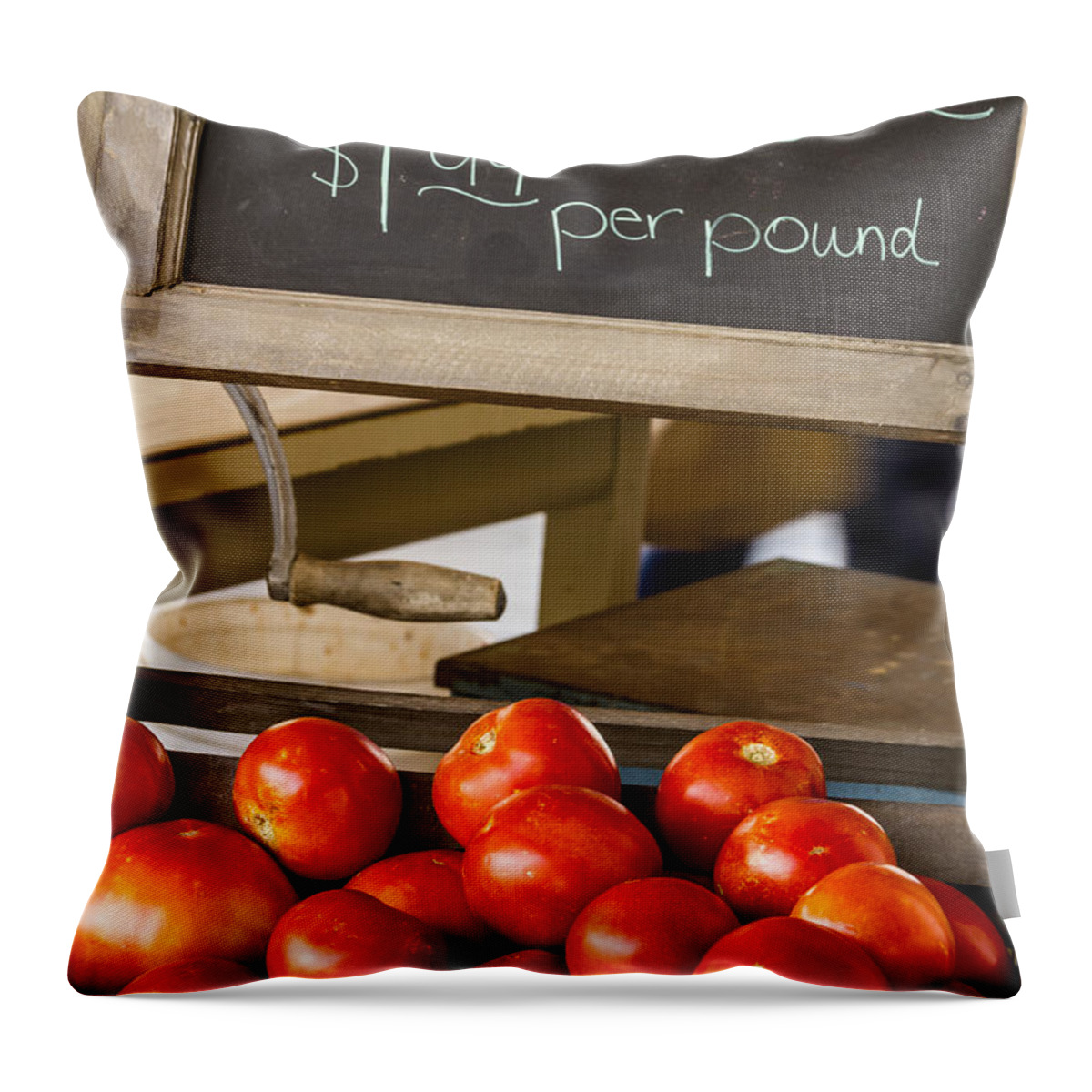 Baskets Throw Pillow featuring the photograph Fresh the Garden Tomatoes by Teri Virbickis