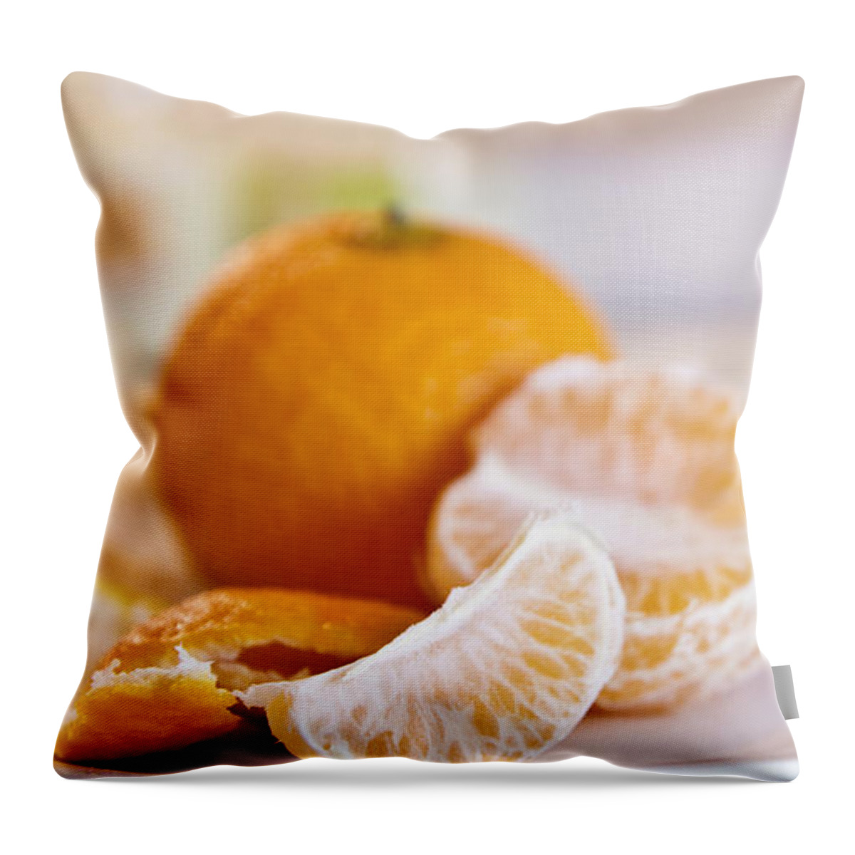 Orange Throw Pillow featuring the photograph Freshly peeled citrus by Cindy Garber Iverson