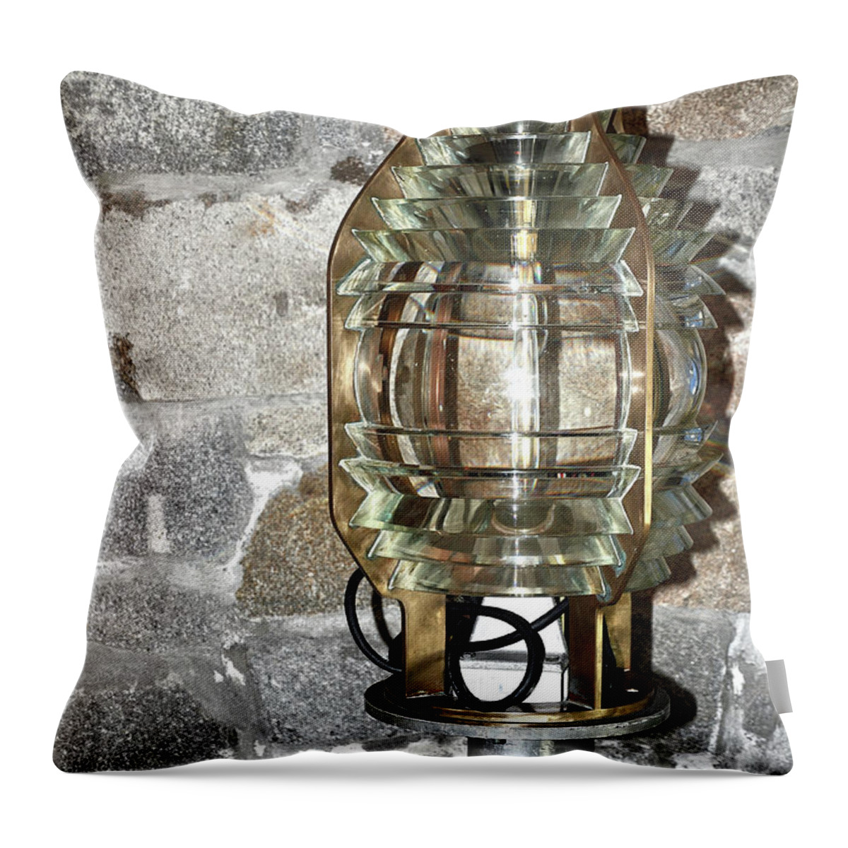 Lighthouse Light Throw Pillow featuring the photograph Fresnel Lens by Colleen English