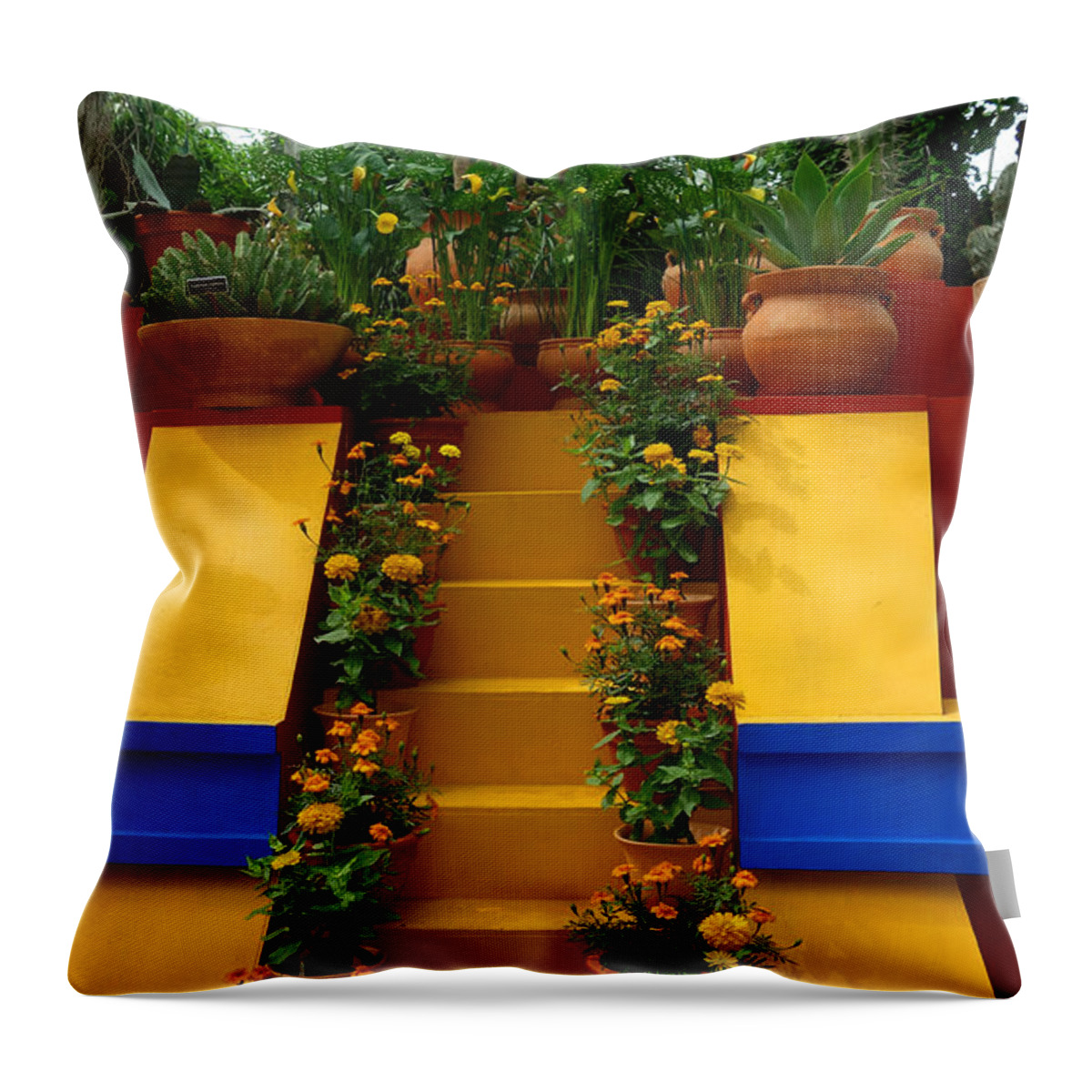 Steps Throw Pillow featuring the photograph Frida Kahlo Exhibit at New York Botanic Garden by Diane Lent