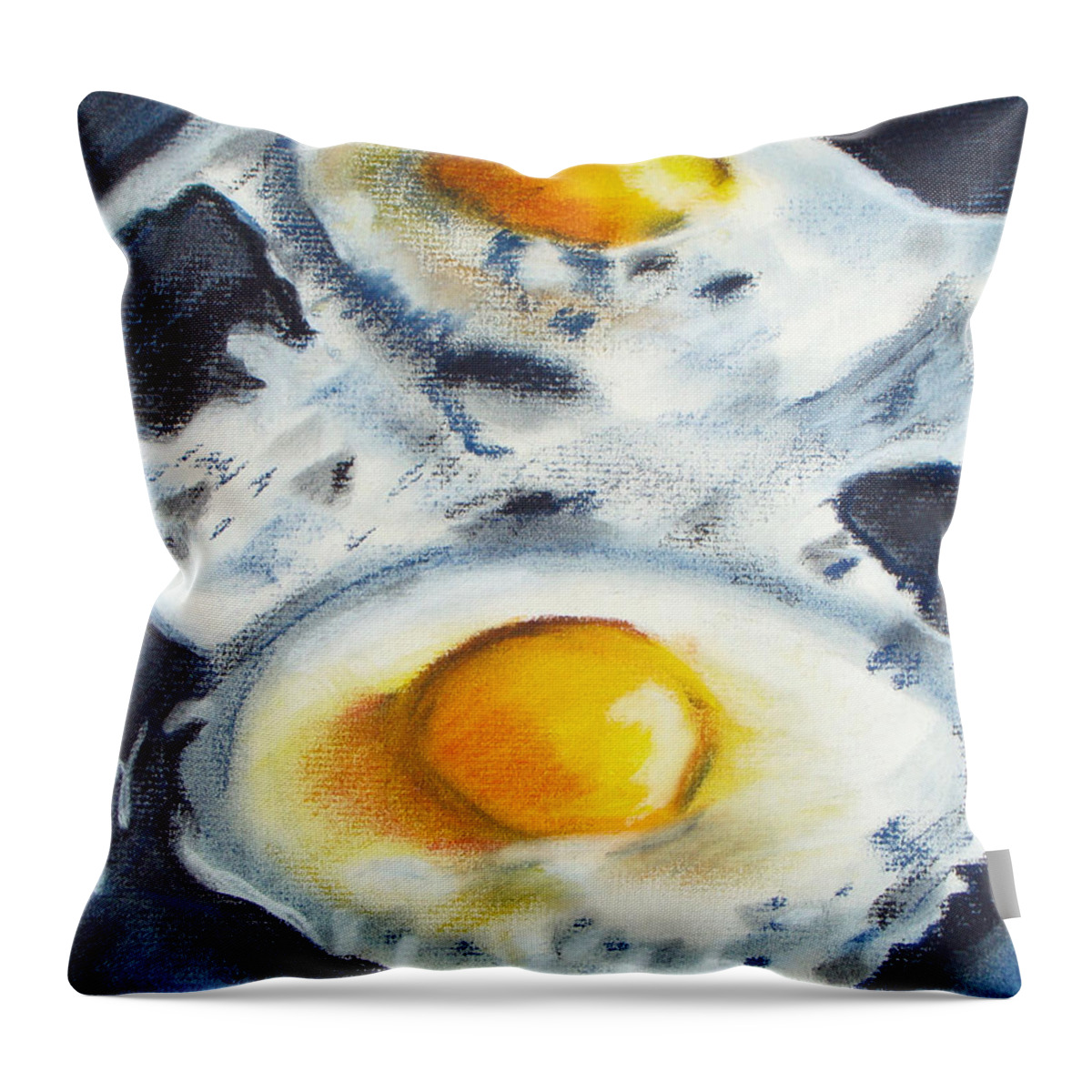 Pastel Throw Pillow featuring the painting Fried Eggs by Michael Foltz
