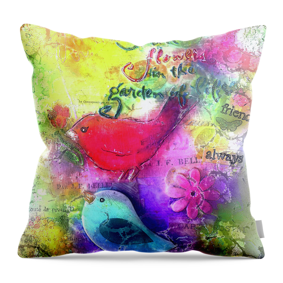 Birds Throw Pillow featuring the digital art Friends Always by Claire Bull