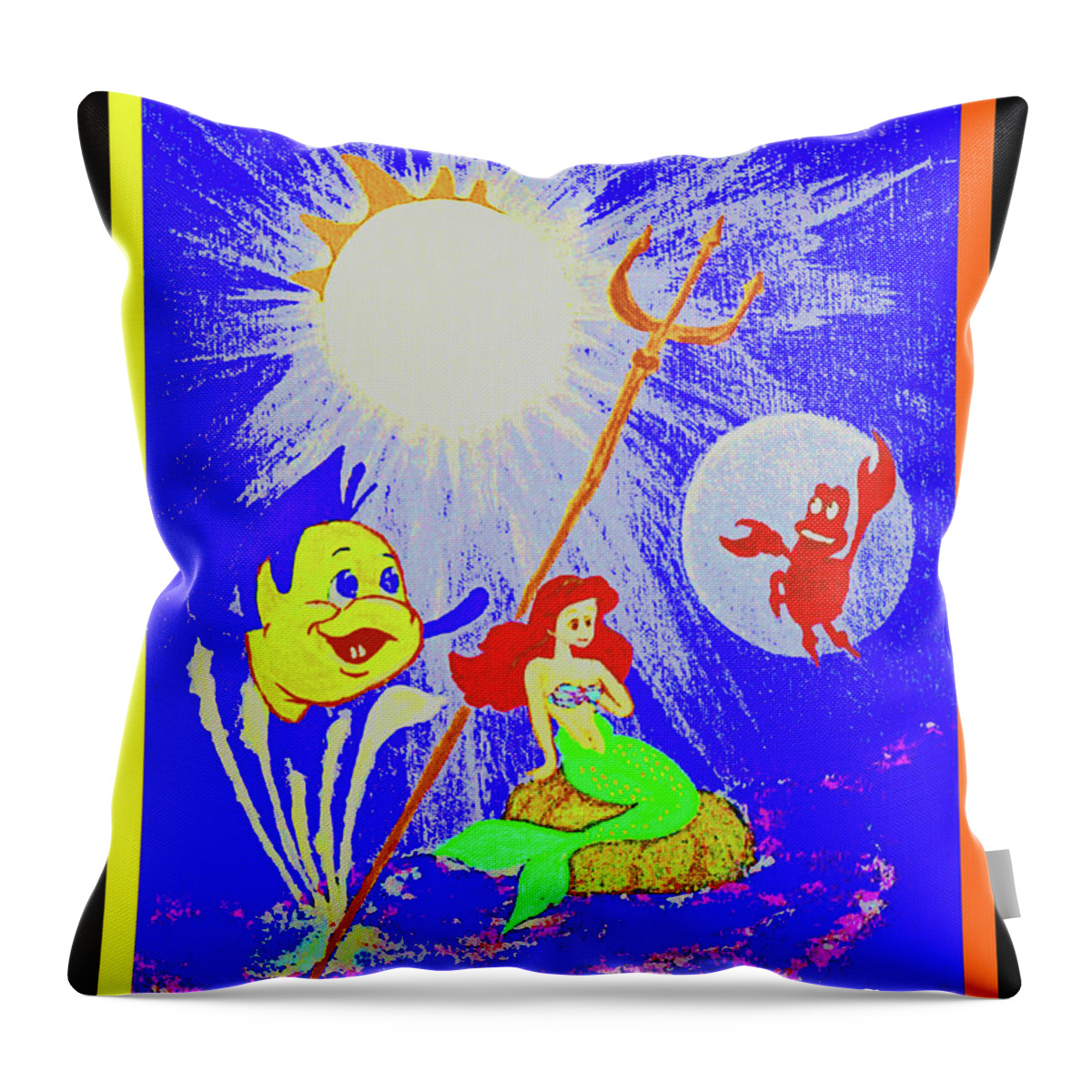 Little Mermaids Throw Pillow featuring the digital art Friends Below The Sea by Joseph Coulombe