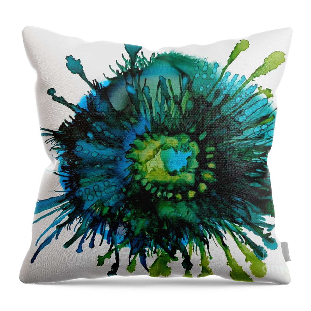 Alcohol Ink Throw Pillow featuring the painting Fringe by Beth Kluth