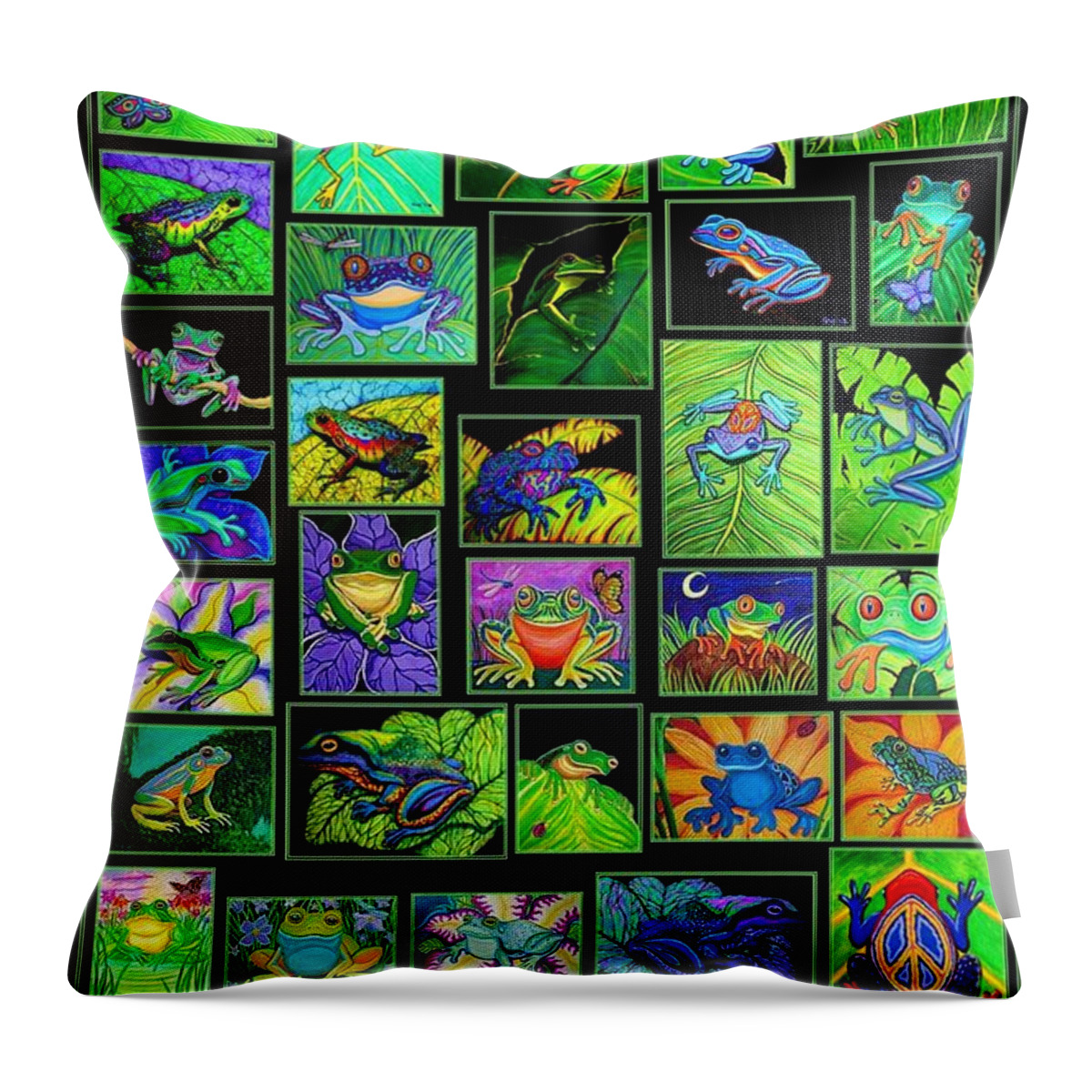 Frogs Throw Pillow featuring the digital art Frogs Poster by Nick Gustafson