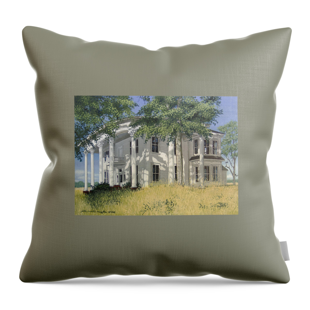 Landscape Throw Pillow featuring the painting From a By-Gone Era by Peter Muzyka