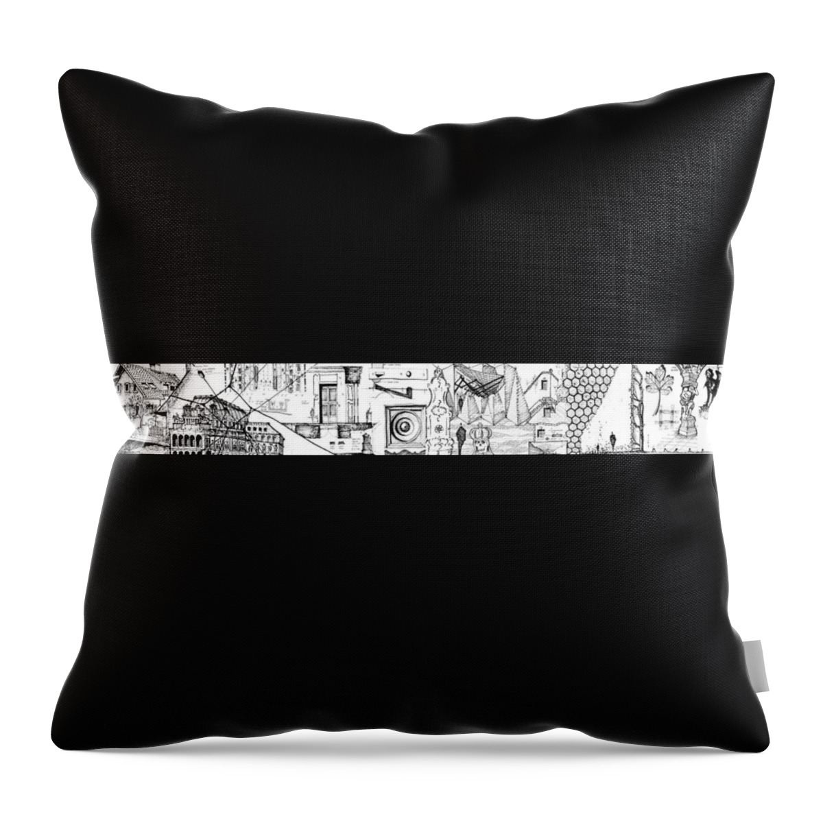 Austria Throw Pillow featuring the drawing From Austria 6.2.Hungary-1-detail-a by Charlie Szoradi