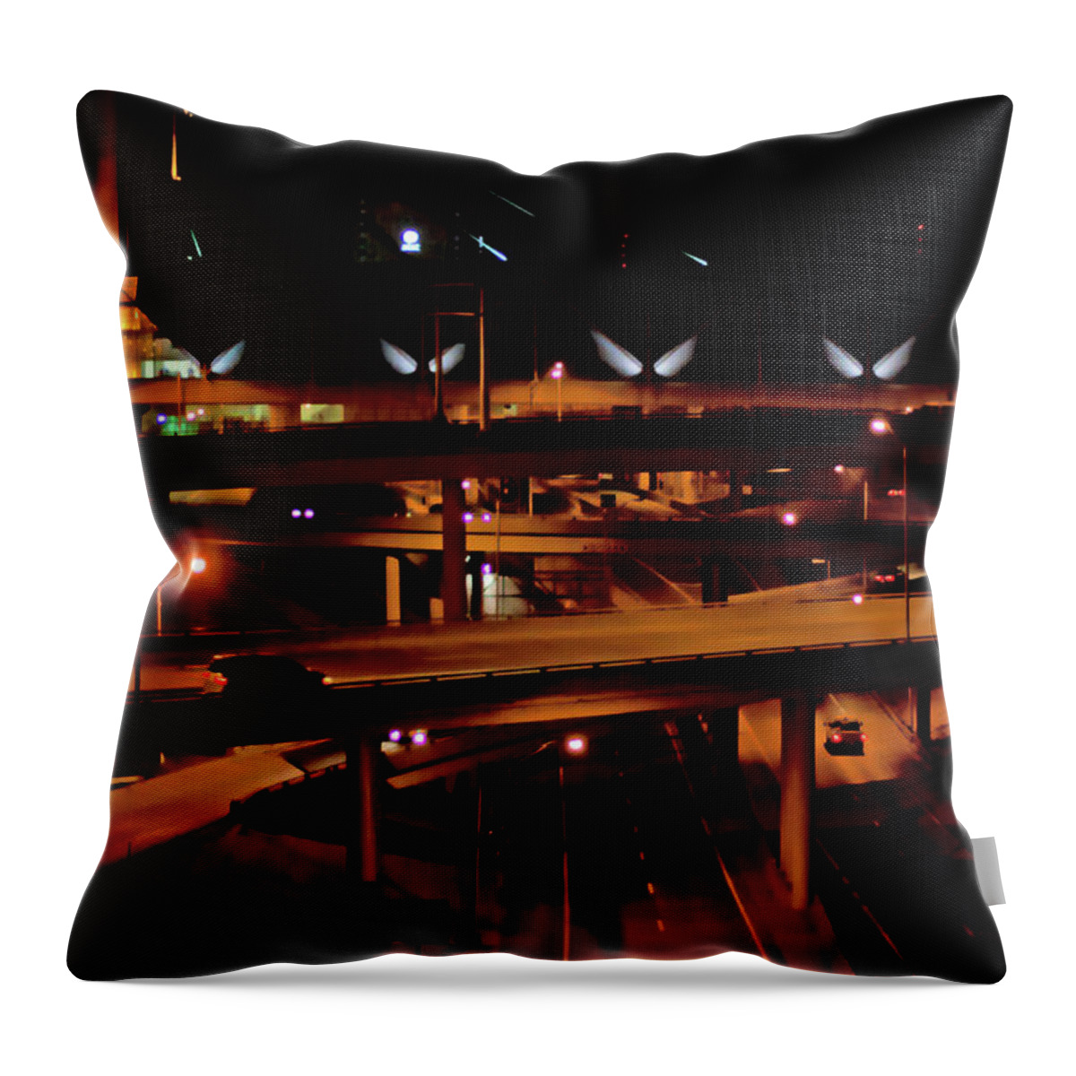Kansas City Throw Pillow featuring the photograph From the Summit Street Bridge by Angie Rayfield