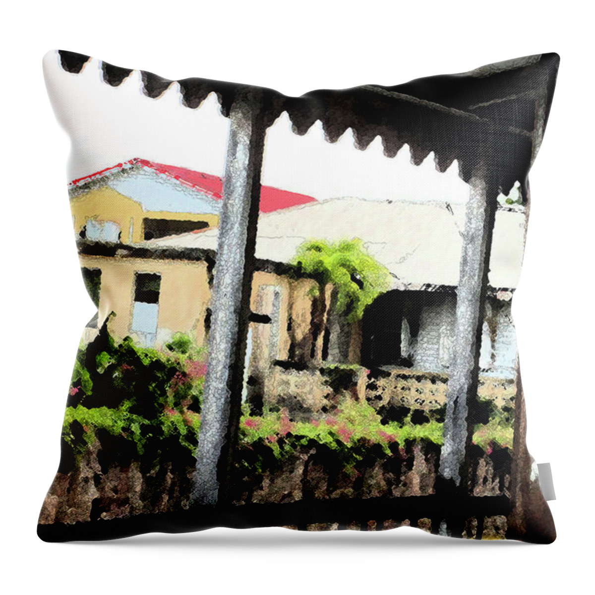Caribbean Throw Pillow featuring the photograph From The Tailors Porch by Ian MacDonald