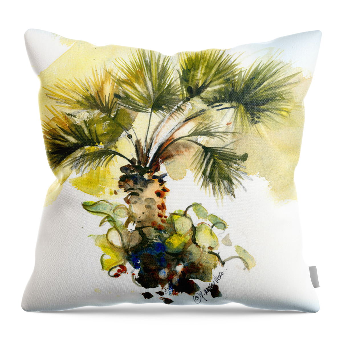 Plymouth Ma Artist Throw Pillow featuring the painting Frorida Fan Palm by P Anthony Visco