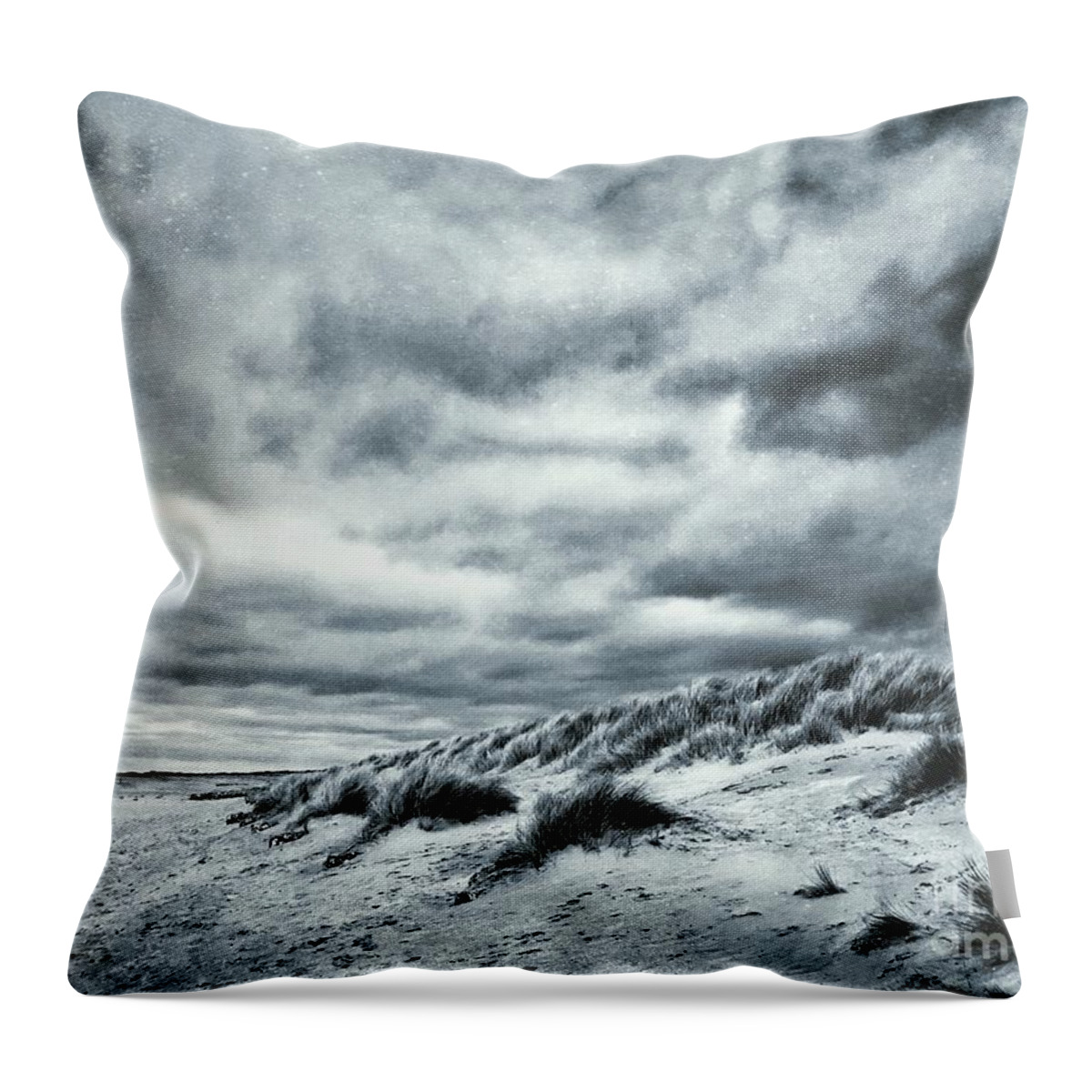 North Sea Throw Pillow featuring the digital art Frosted shore by John Edwards