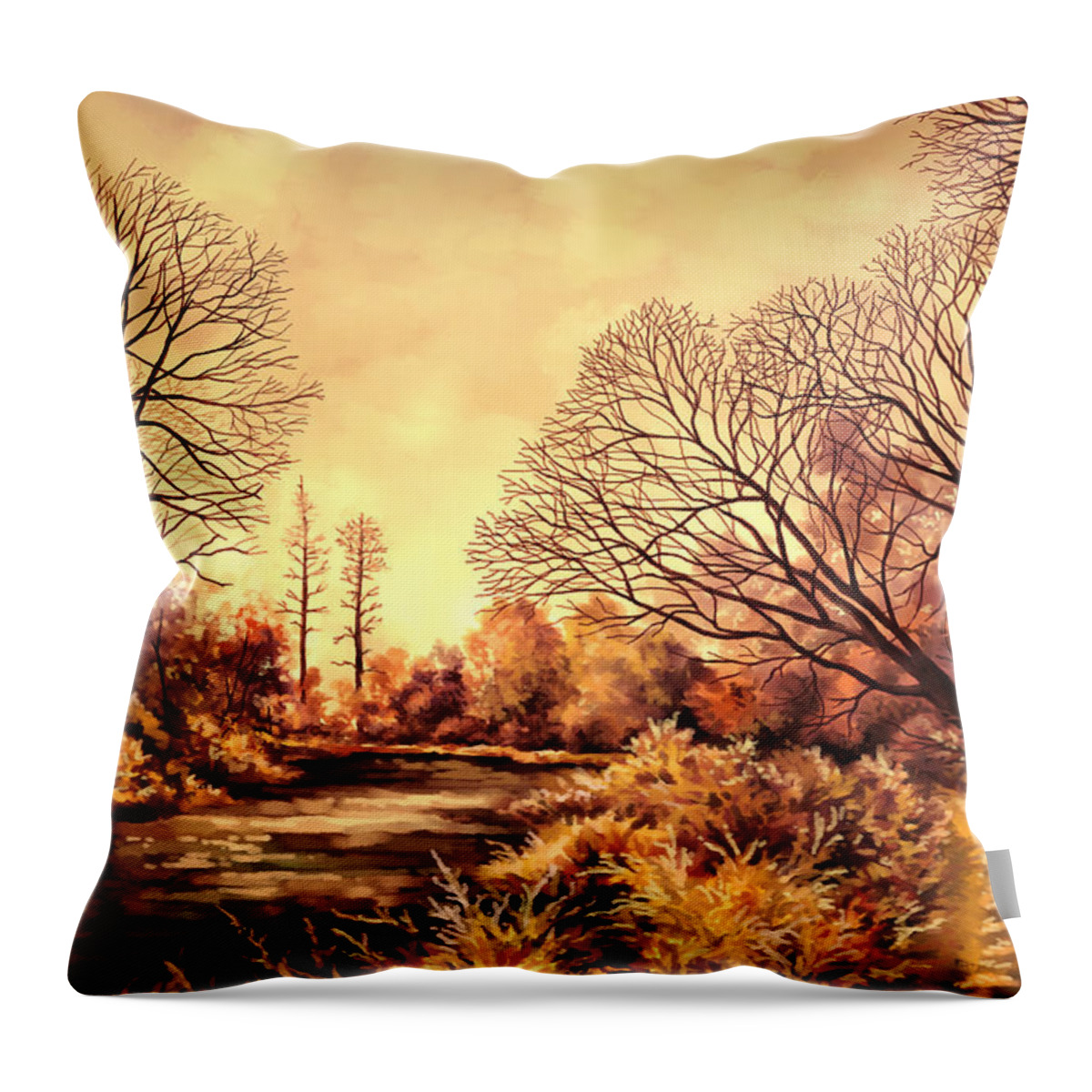 Nature Throw Pillow featuring the painting Frosty Morning by Hans Neuhart
