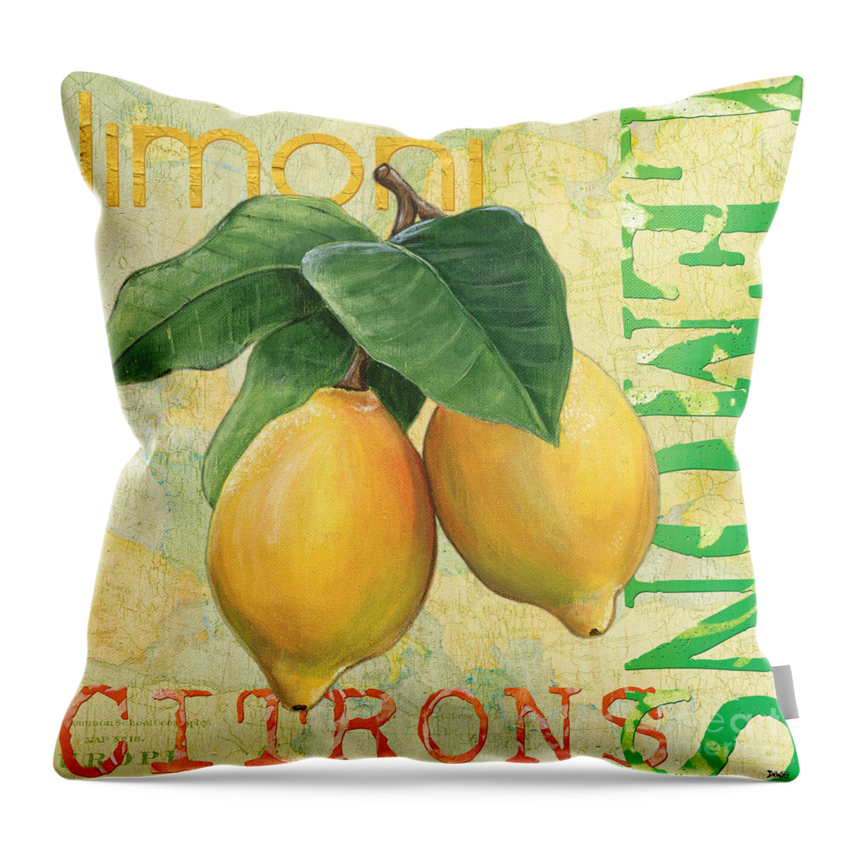 #faatoppicks Throw Pillow featuring the painting Froyo Lemon by Debbie DeWitt