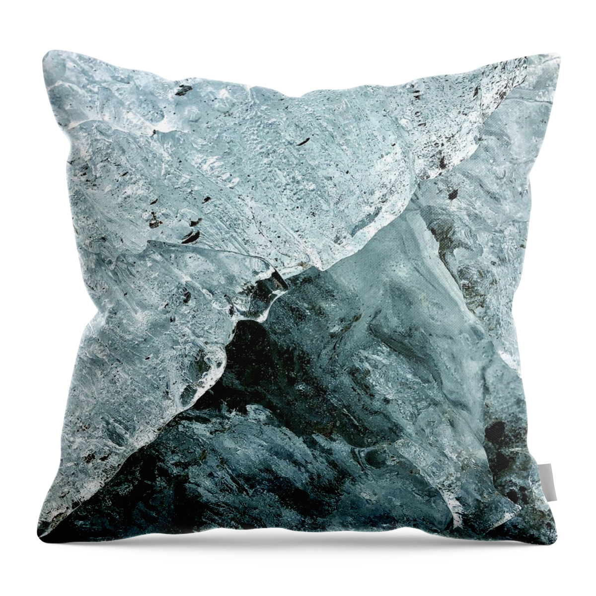 Winter Throw Pillow featuring the photograph Frozen Cube by Anna Ruzsan