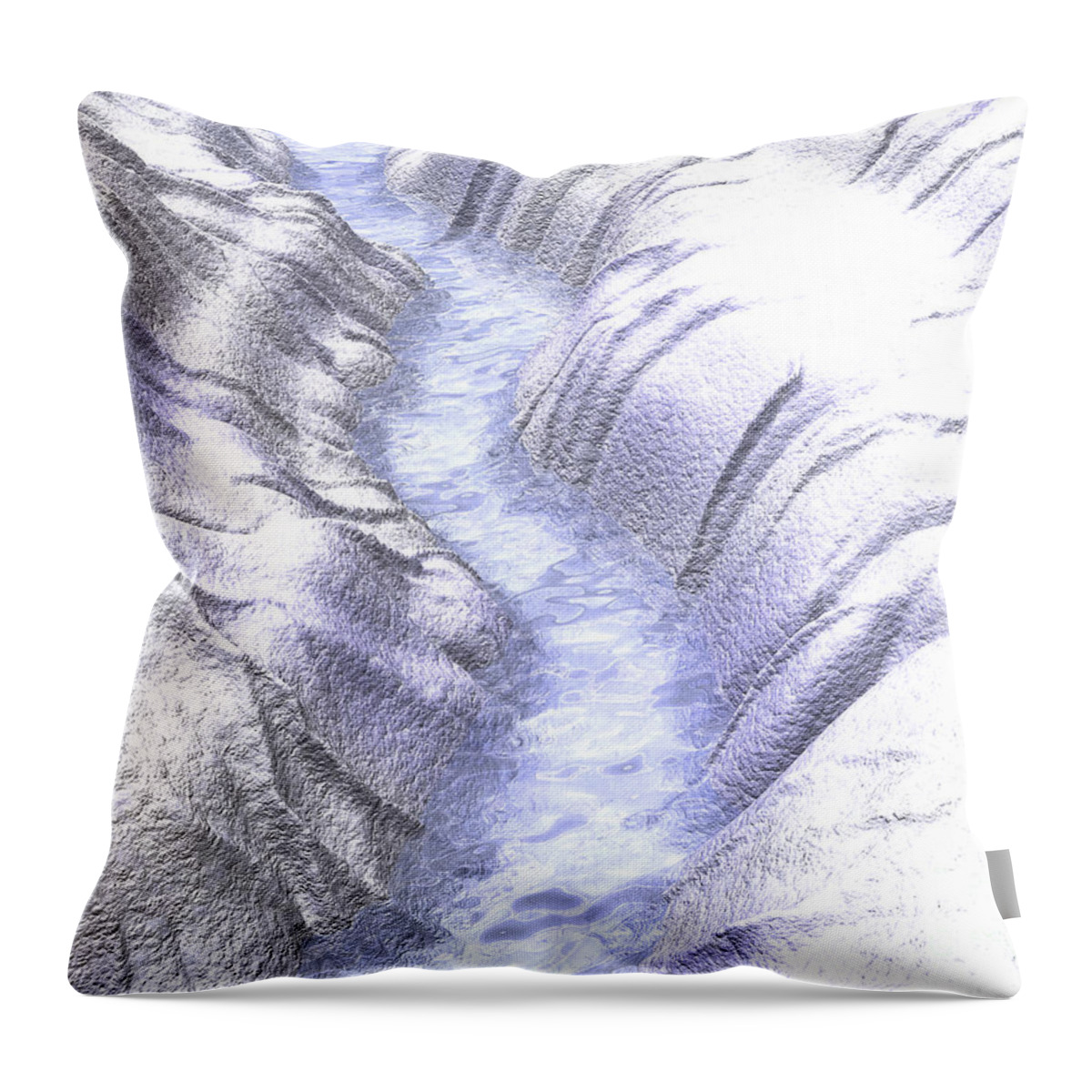 River Throw Pillow featuring the digital art Frozen Ice River by Phil Perkins