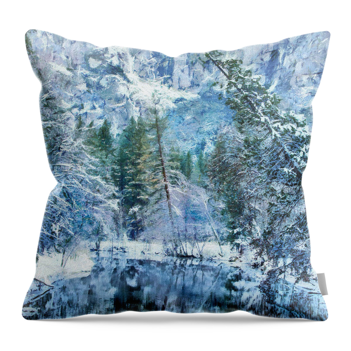 Landscape Throw Pillow featuring the photograph Frozen in Blue by Susan Eileen Evans