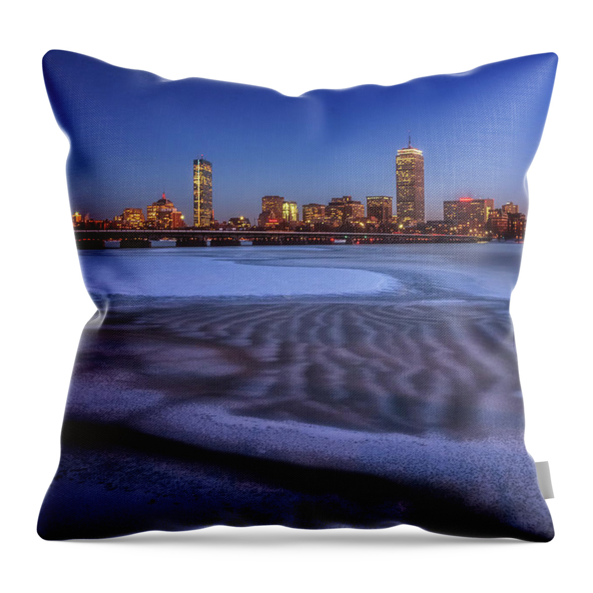 Boston Throw Pillow featuring the photograph Frozen River Rippled by Sylvia J Zarco