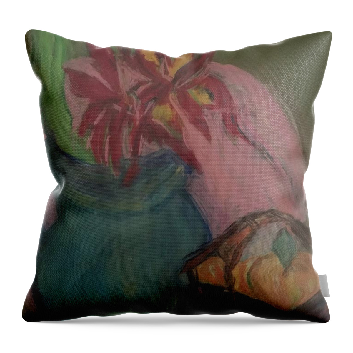 Fruits Throw Pillow featuring the painting Fruit Basket by Clare Ventura