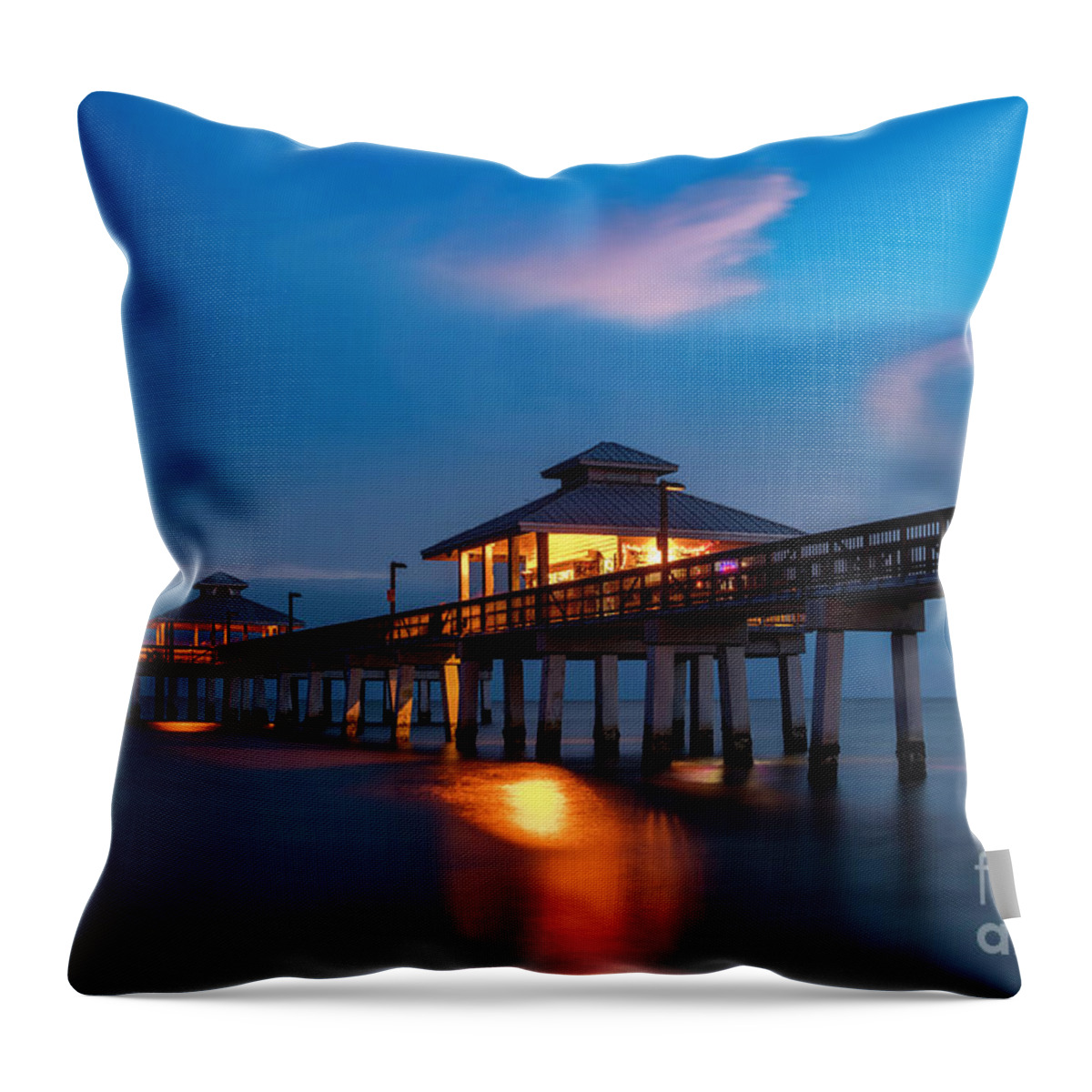 Florida Throw Pillow featuring the photograph Ft Myers Pier Twilight by Brian Jannsen