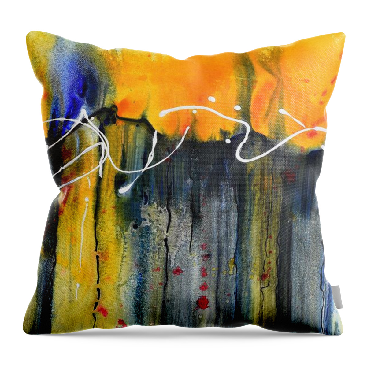 Abstract Throw Pillow featuring the painting Fueled by the Wind by Nancy Jolley
