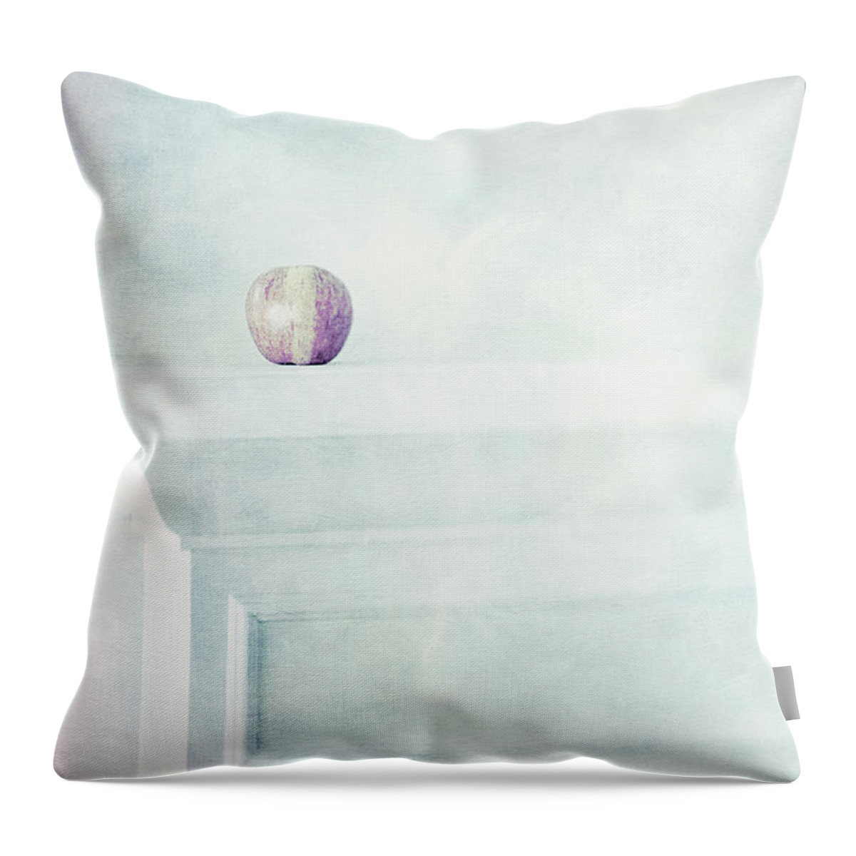 Color Throw Pillow featuring the photograph Fuji Apple on White Fireplace Mantel by YoPedro