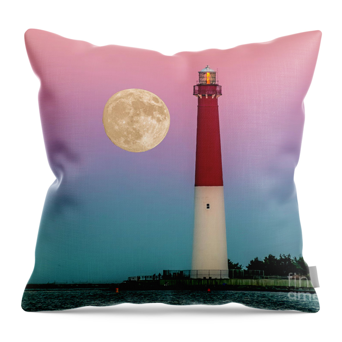 Barnegat Throw Pillow featuring the photograph Full Moon at Barnegat by Nick Zelinsky Jr