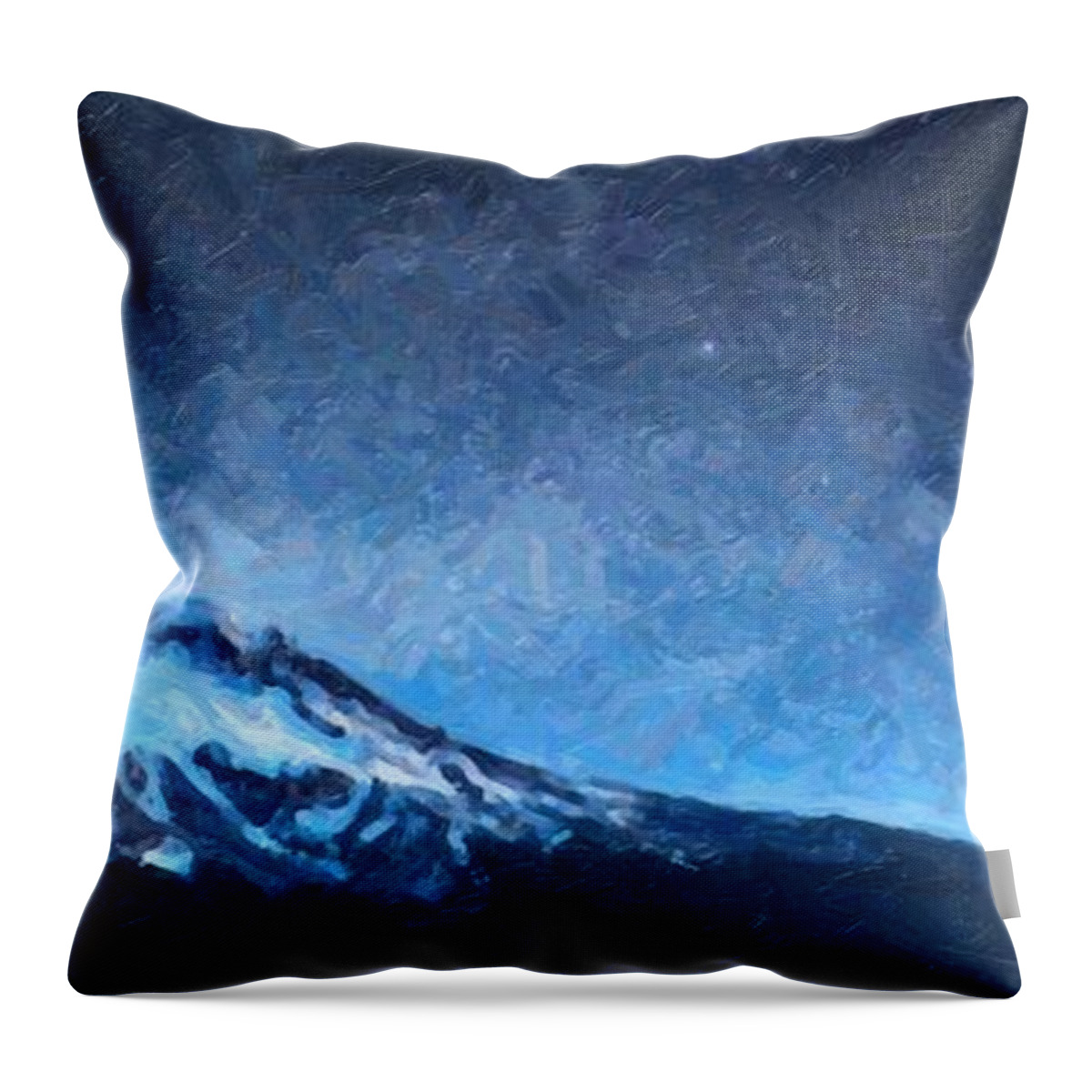 Night Throw Pillow featuring the painting Full Moon Over High Peak , Adam Asar by Celestial Images