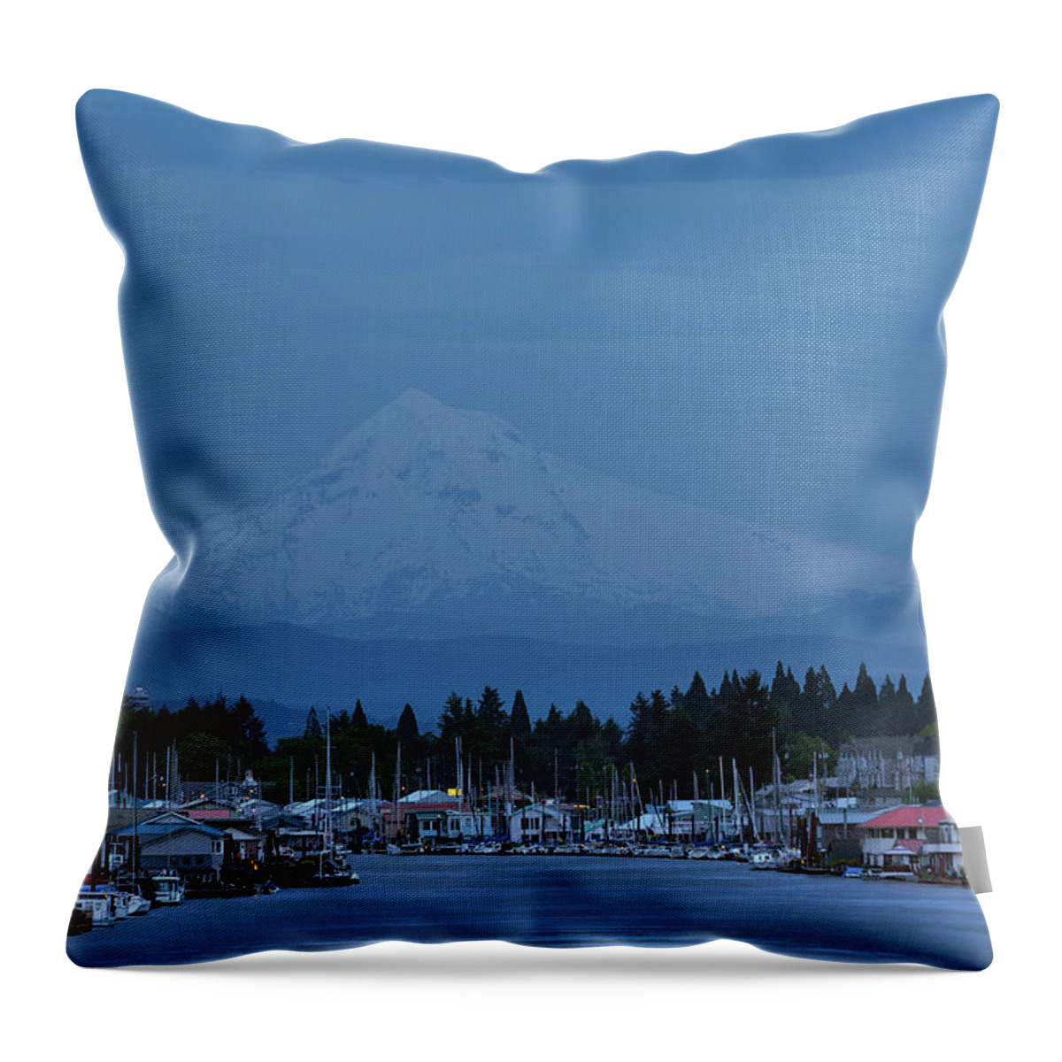 Full Moon Throw Pillow featuring the photograph Full Moon Rising at Hayden Island by David Gn