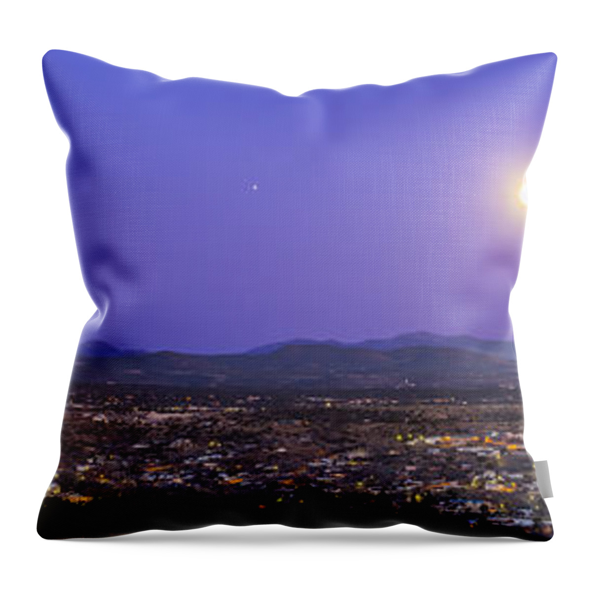 Full Moon Throw Pillow featuring the photograph Full Moon Rising Over Silver City, New by Alan Dyer