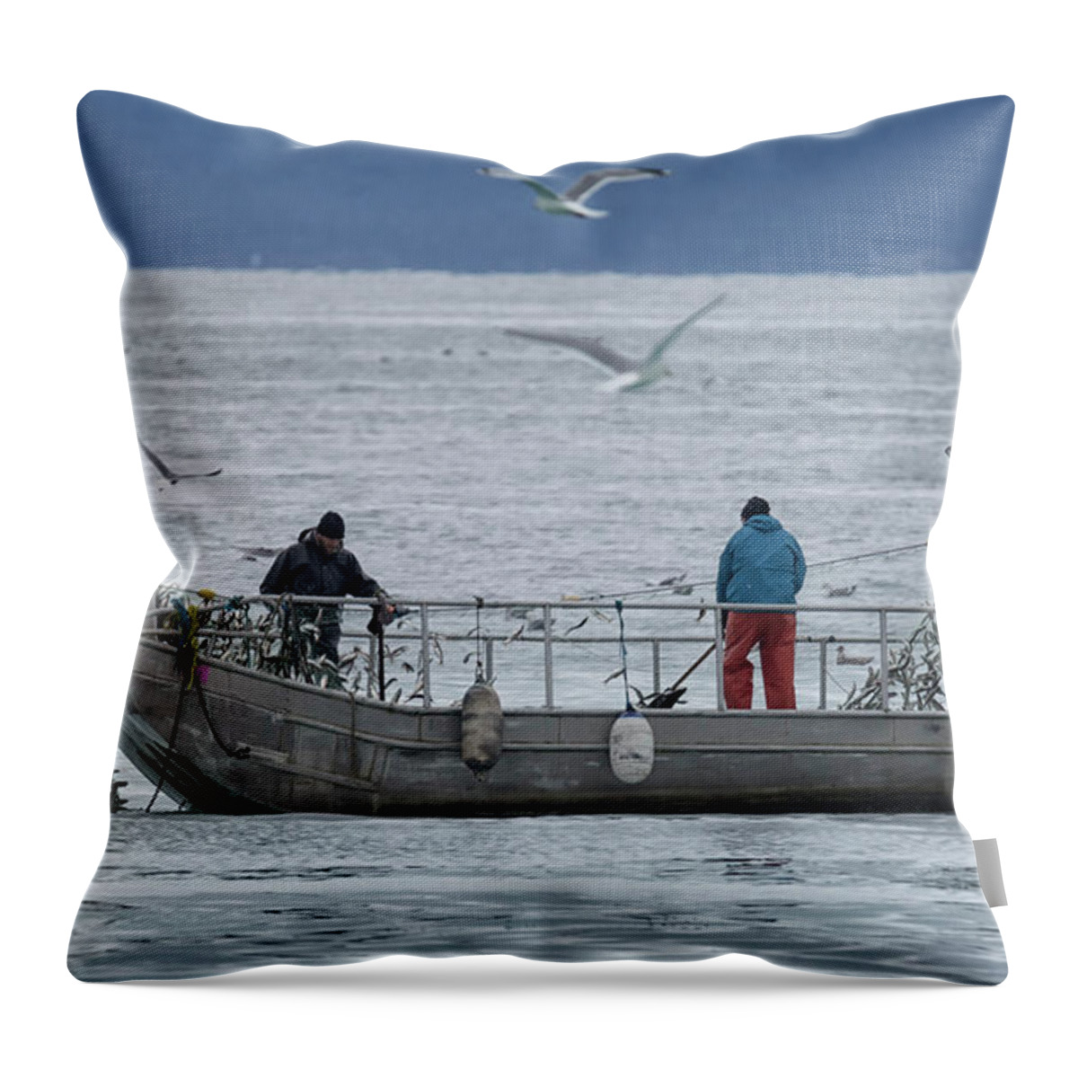 Herring Throw Pillow featuring the photograph Full Net by Randy Hall