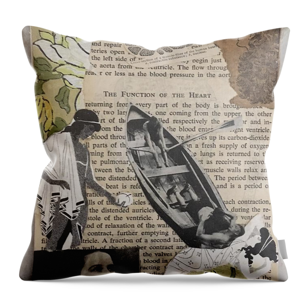 Collage Throw Pillow featuring the mixed media Function of the Heart by M Bellavia