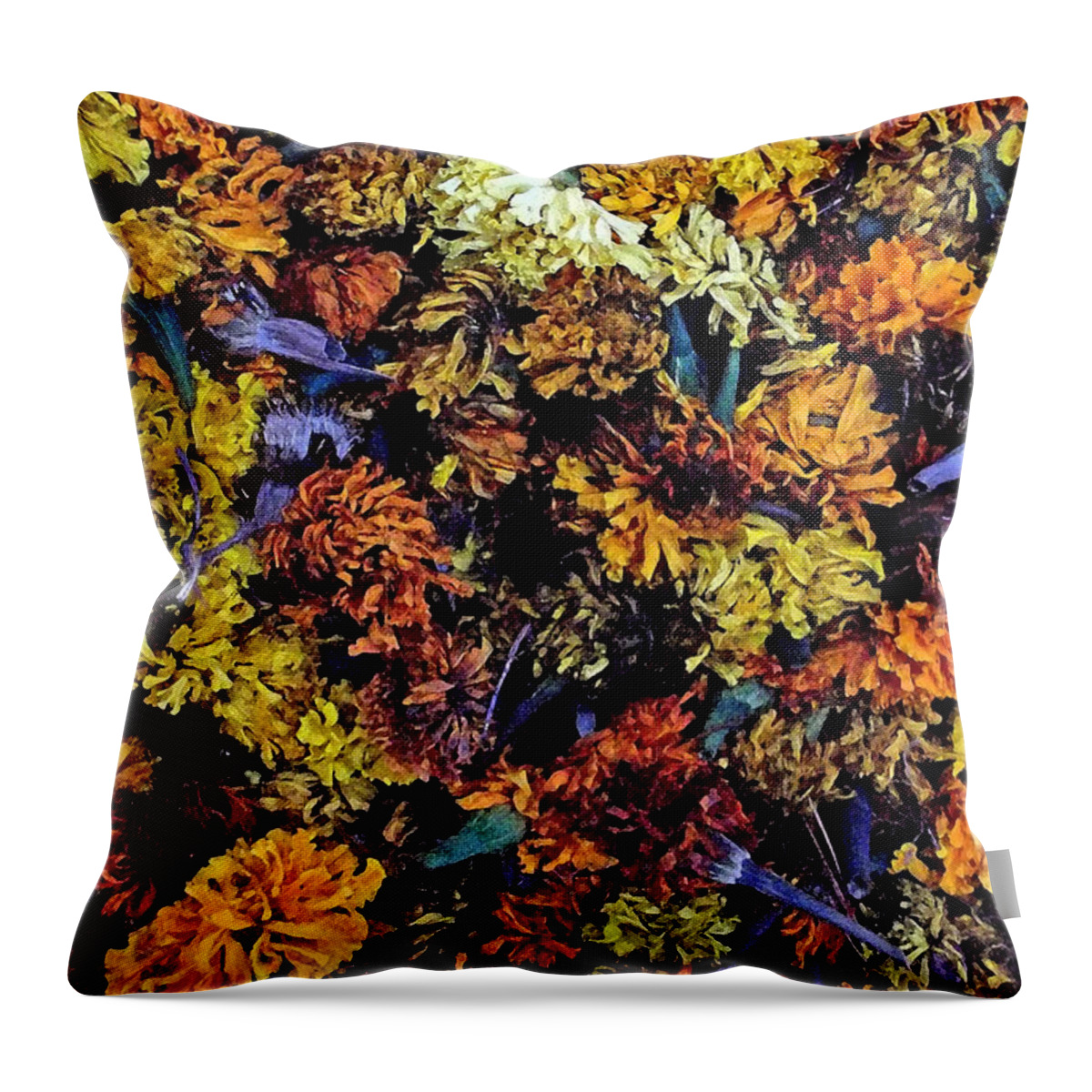 Flowers Throw Pillow featuring the photograph Future Marigolds by Harold Zimmer