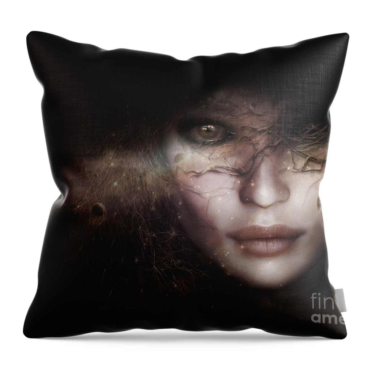 Gaia Throw Pillow featuring the digital art Gaia Goddess by Shanina Conway