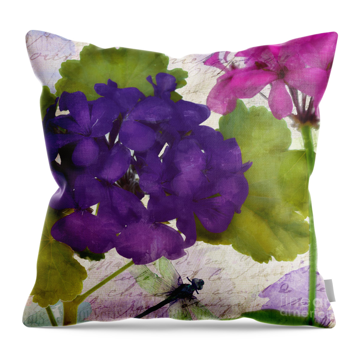 Geranium Throw Pillow featuring the painting Gaia I by Mindy Sommers