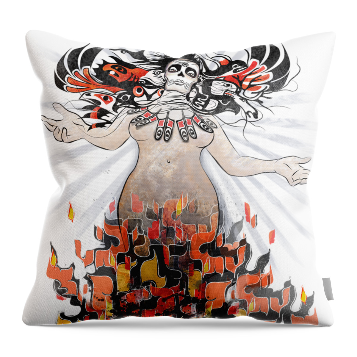 Gaia Throw Pillow featuring the painting Gaia in Turmoil by Sassan Filsoof