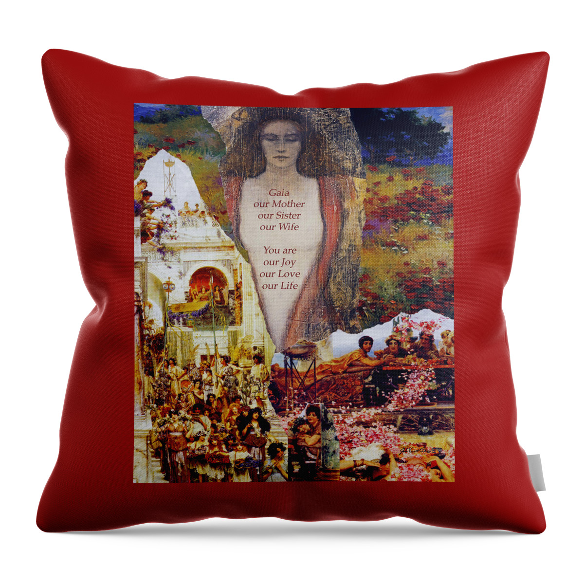 Collage Throw Pillow featuring the digital art Gaia by John Vincent Palozzi