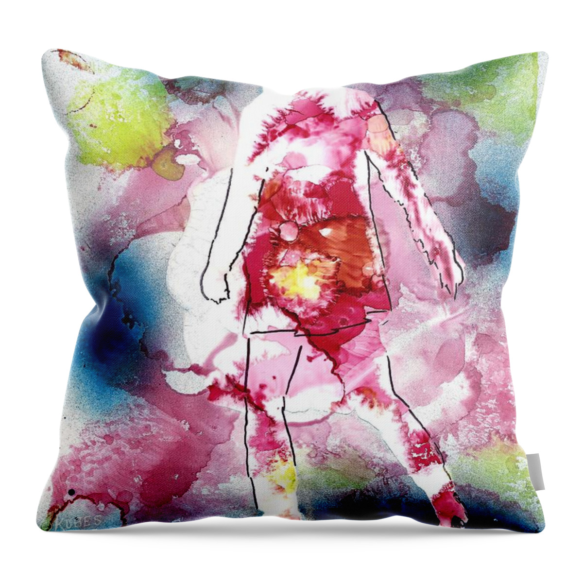 Abstract Throw Pillow featuring the mixed media Galaxy Girl by Susan Kubes