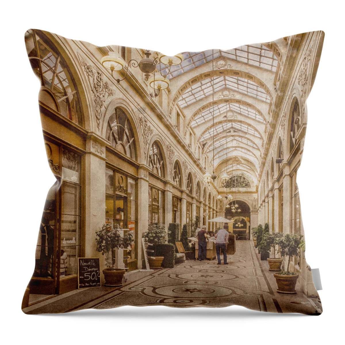 Paris Throw Pillow featuring the photograph Paris, France - Galerie Vivienne by Mark Forte