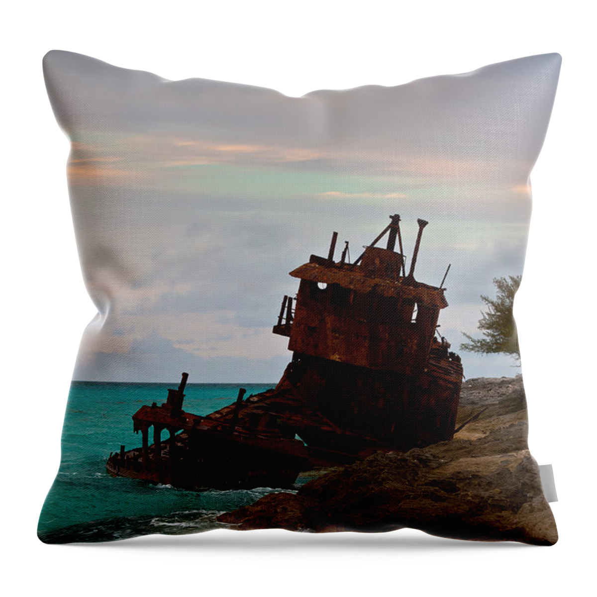 Aquamarine Throw Pillow featuring the photograph Gallant Lady Aground by Ed Gleichman
