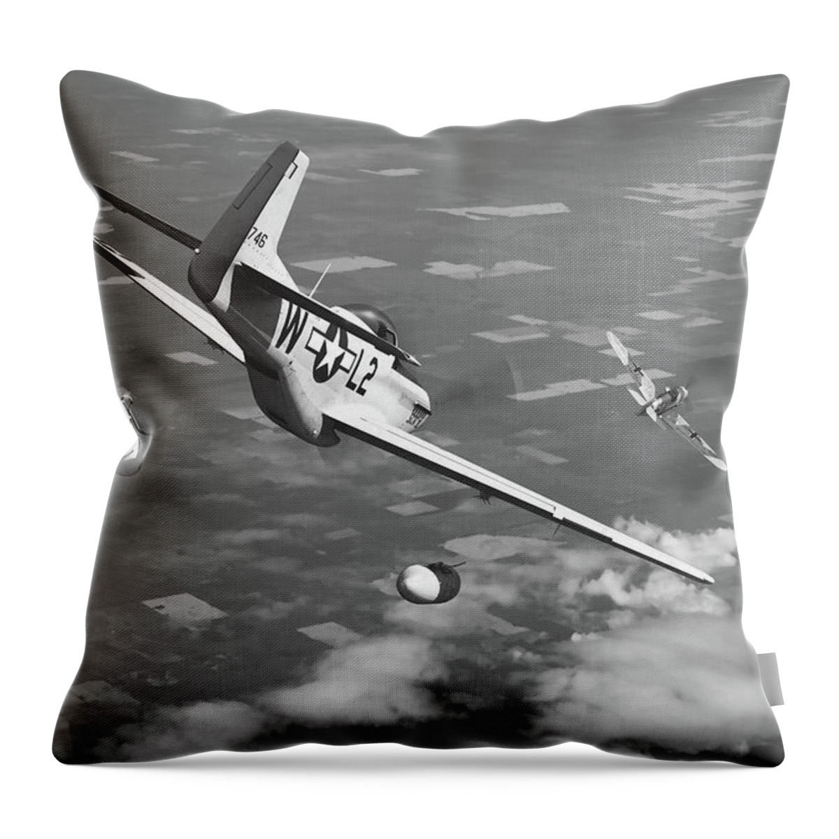 Usaaf Throw Pillow featuring the digital art Game On - Monochrome by Mark Donoghue