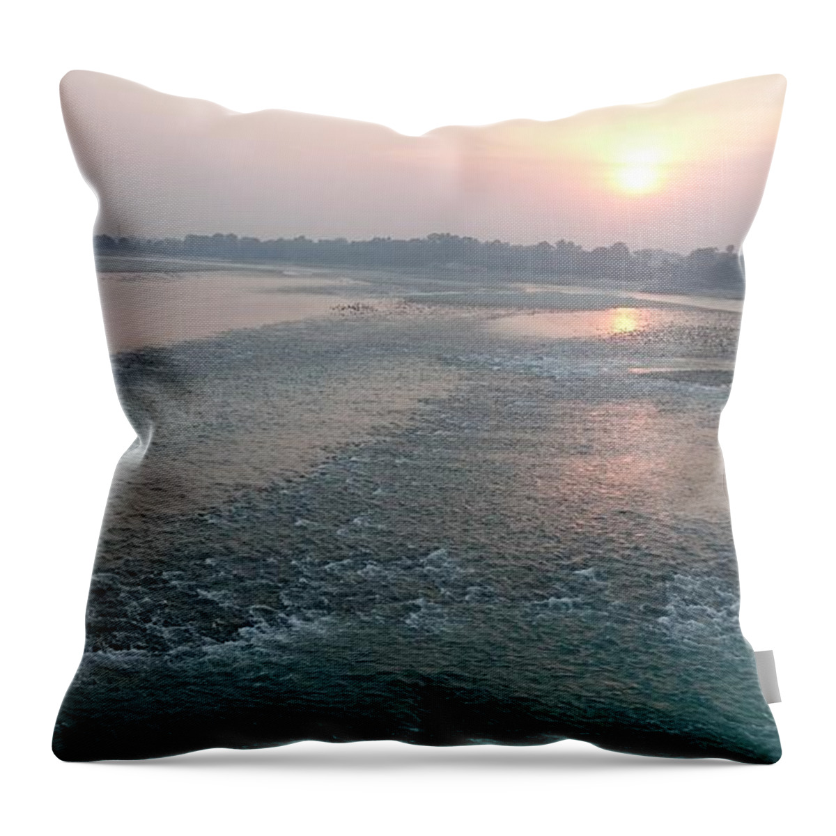Ganga Throw Pillow featuring the photograph Ganges river flow by Ashish Agarwal