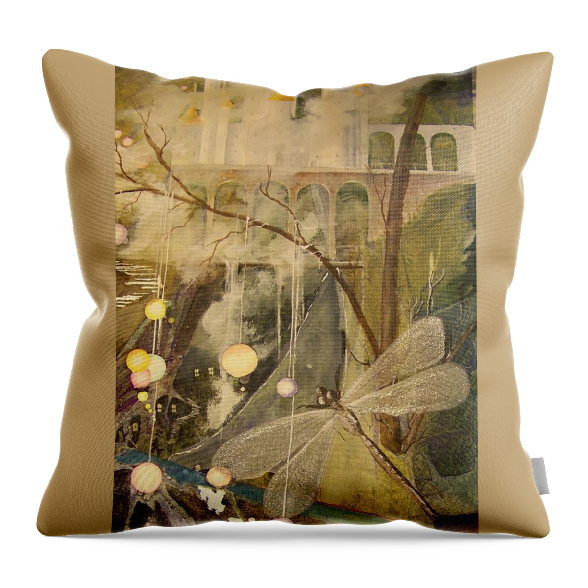Castle Throw Pillow featuring the painting Ganth III by Jackie Mueller-Jones