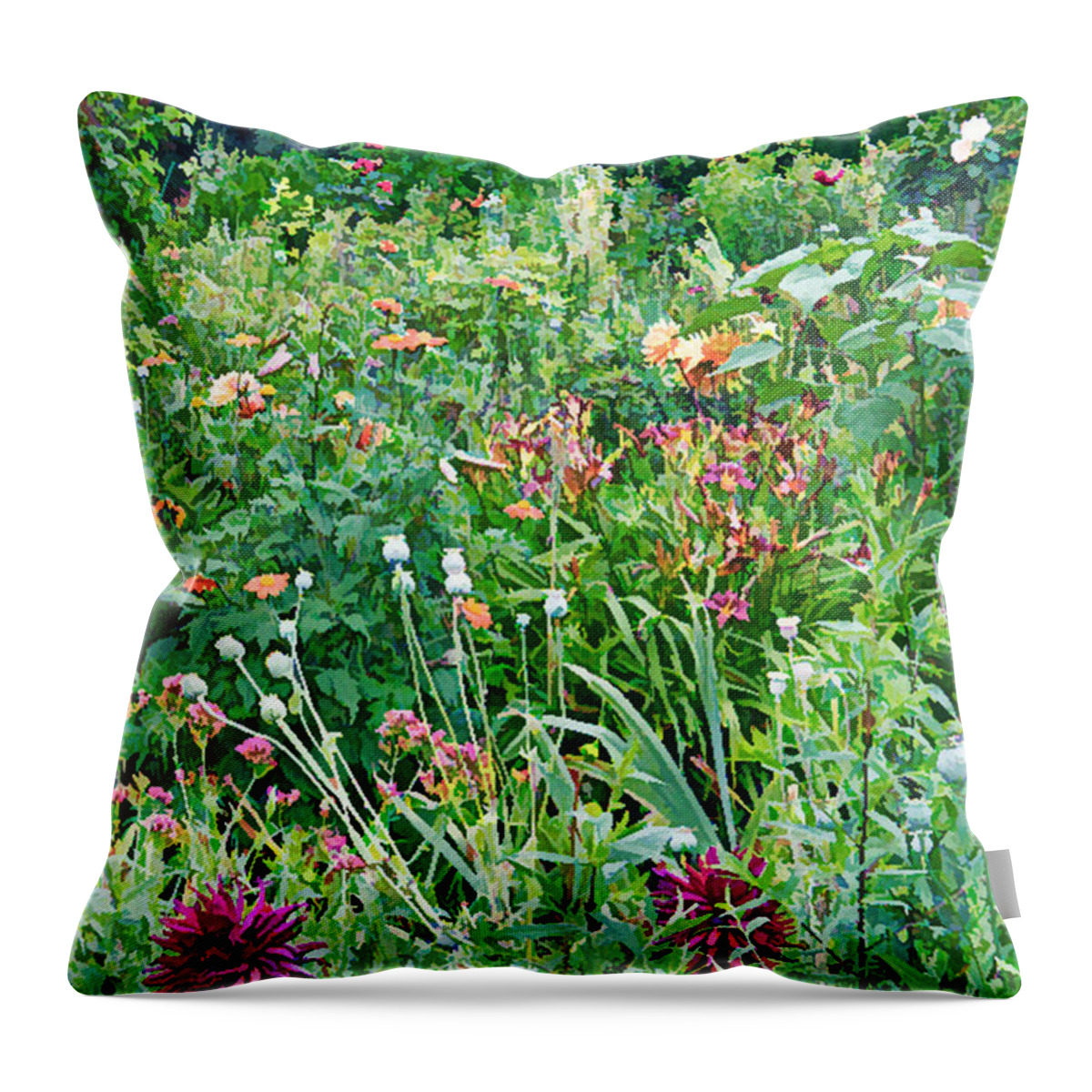 Giverny Throw Pillow featuring the photograph Garden At Giverny II by Joe Roache