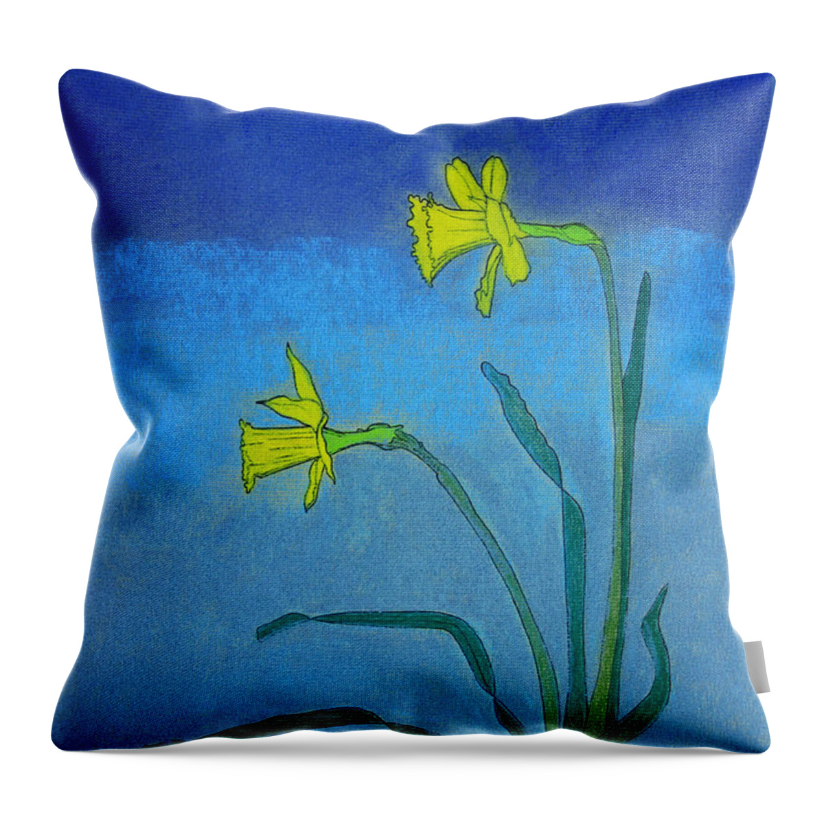 Flowers Throw Pillow featuring the painting Garden Daffodils by Norma Appleton